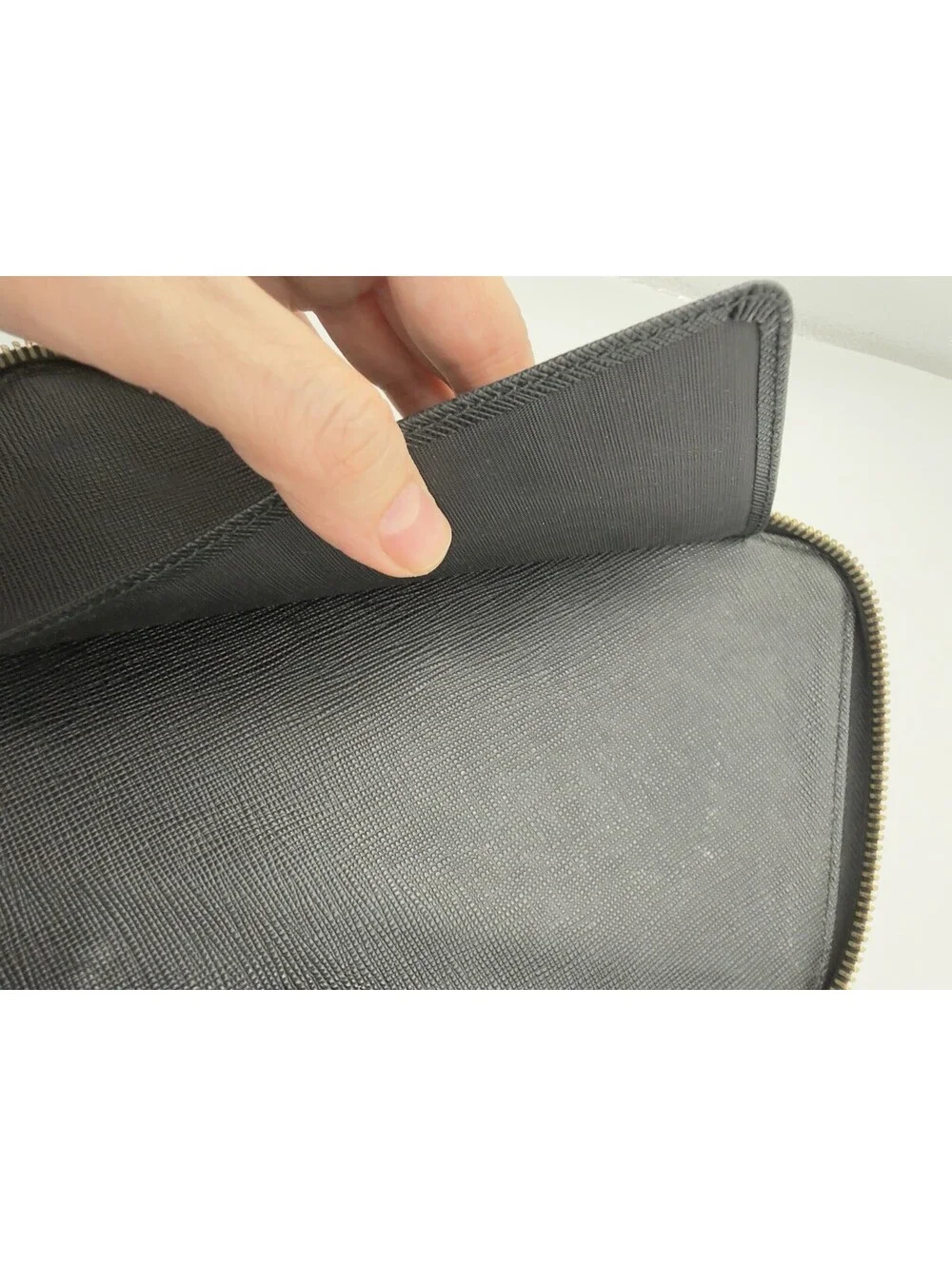 Authentic PRADA Black Saffiano Leather Zip Around Travel Organizer Long Wallet